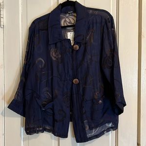 Navy sheer jacket blouse
